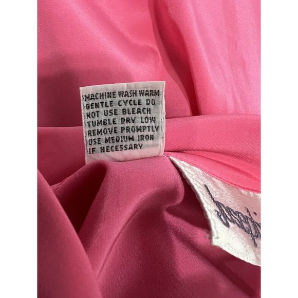 Vtg 80s Hot Pink Pussybow Blouse Sz 8 Long Sleeve Button Up Romantic Secretary - Picture 10 of 10